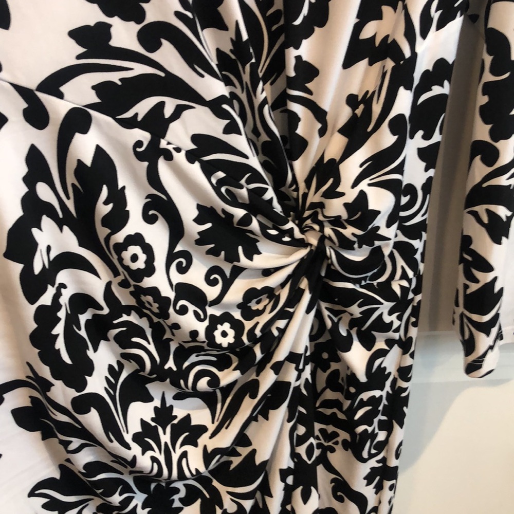 INC International Concepts white and black patterned dress EUC size L - Picture 4 of 5